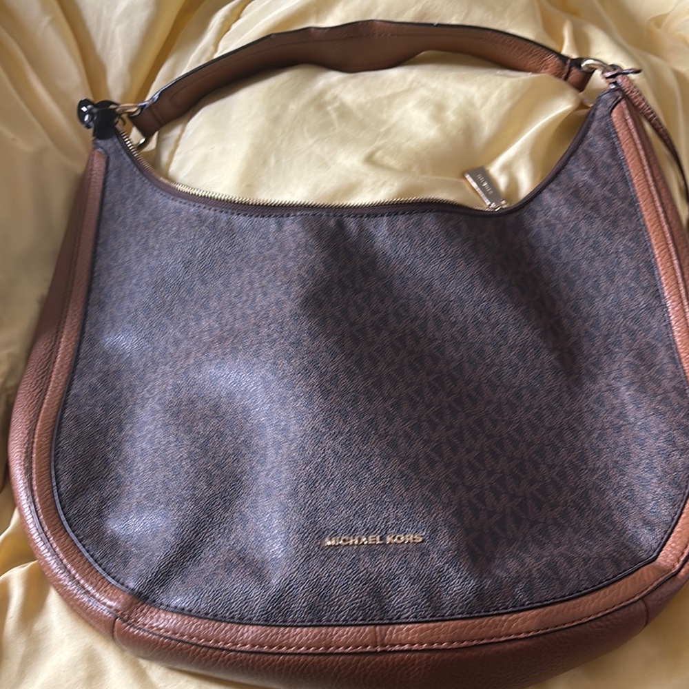 Michael Kors Tan and Brown Hobo Bag